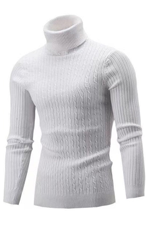 Men’s Classic Long Sleeve Turtleneck Sweater - Raw white off white / M