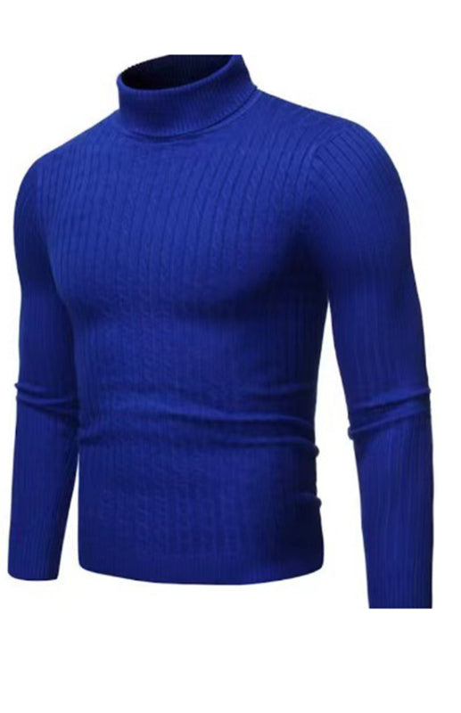 Men’s Classic Long Sleeve Turtleneck Sweater - Royal blue / M