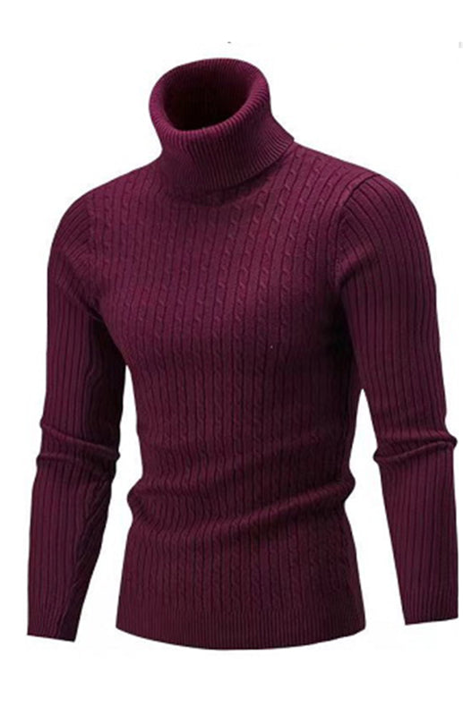 Men’s Classic Long Sleeve Turtleneck Sweater - Wine Red / M