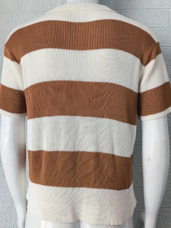 Men’s color matching short -sleeved lapel Polo knitwear