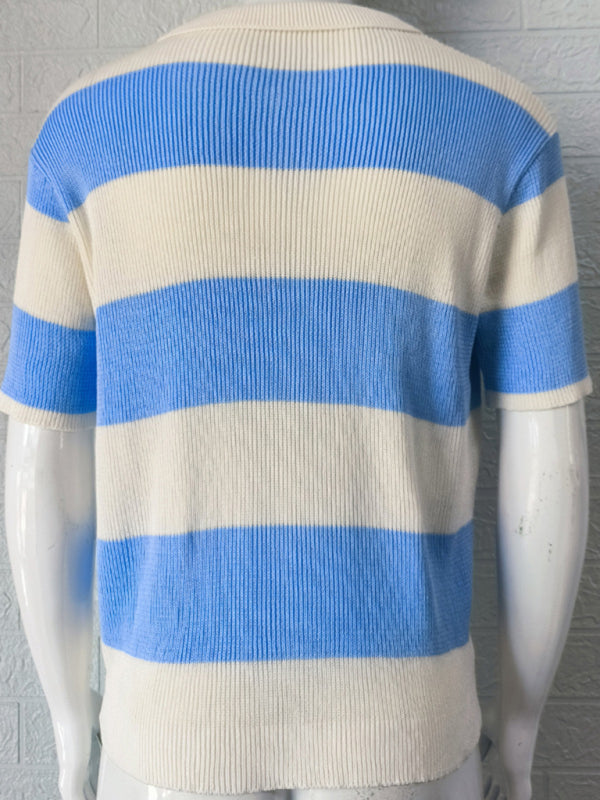 Men’s color matching short -sleeved lapel Polo knitwear