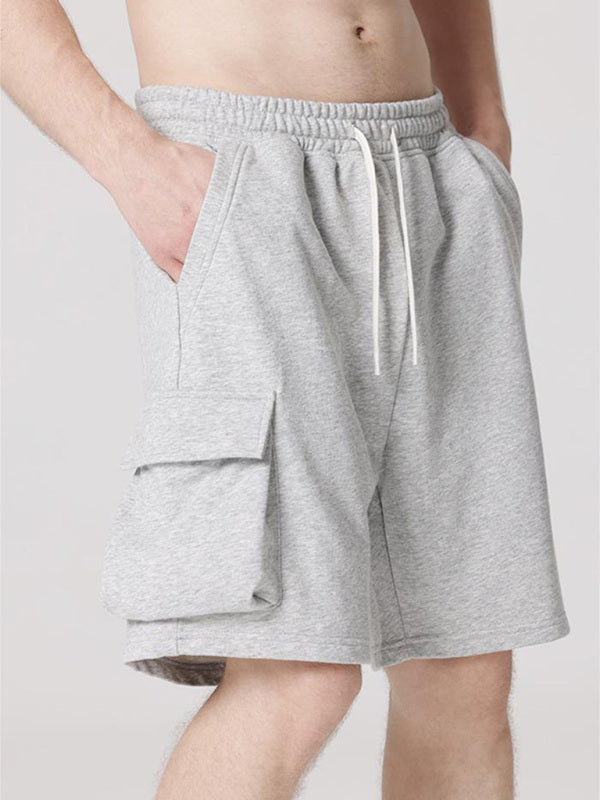Men’s Contrasting Color Stitching Woven Casual Shorts - Grey / M