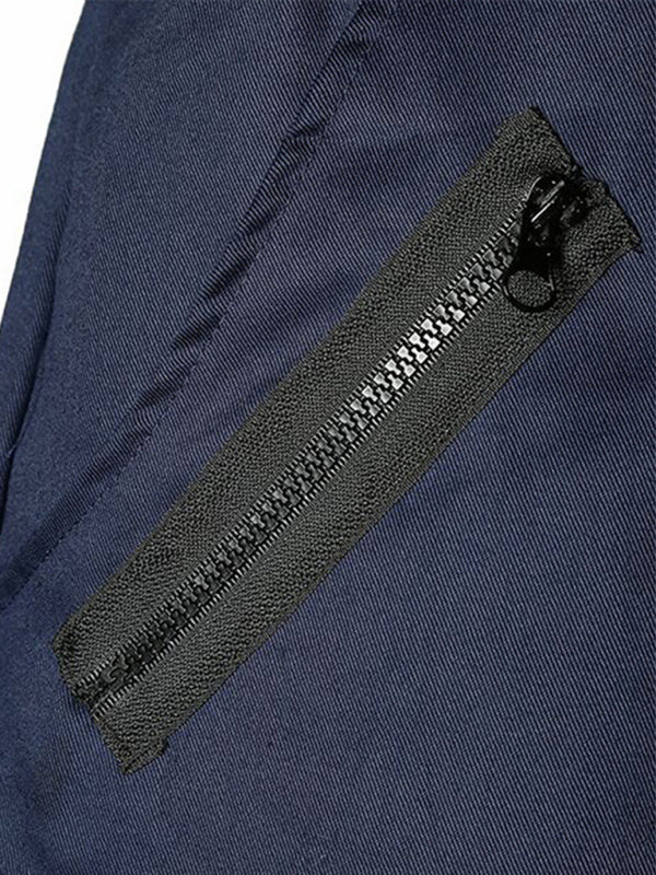 Men’s Contrasting color zipped loose-fitting casual pants