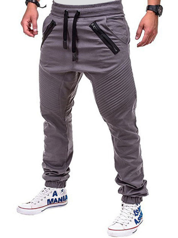 Men’s Contrasting color zipped loose-fitting casual pants