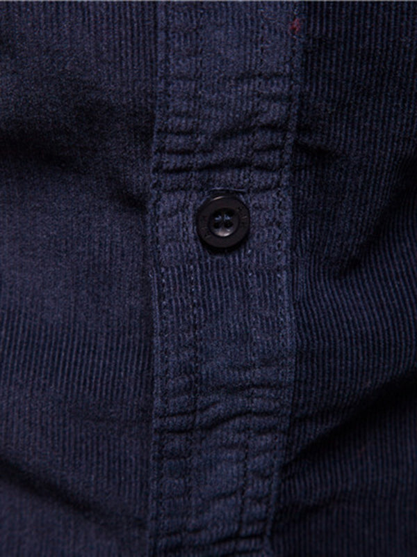 Men’s corduroy slim-fit casual long-sleeve shirt