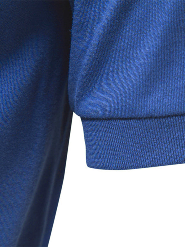 Men’s Cotton V Neck Zipper Short Sleeve T-Shirt