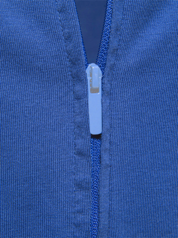 Men’s Cotton V Neck Zipper Short Sleeve T-Shirt
