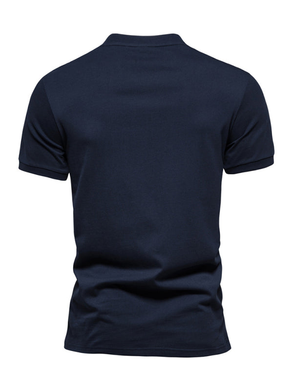 Men’s Cotton V Neck Zipper Short Sleeve T-Shirt