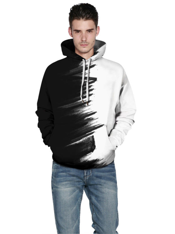 Men’s Dropped Shoulder Knit Hoodie with Pocket - Pattern / S