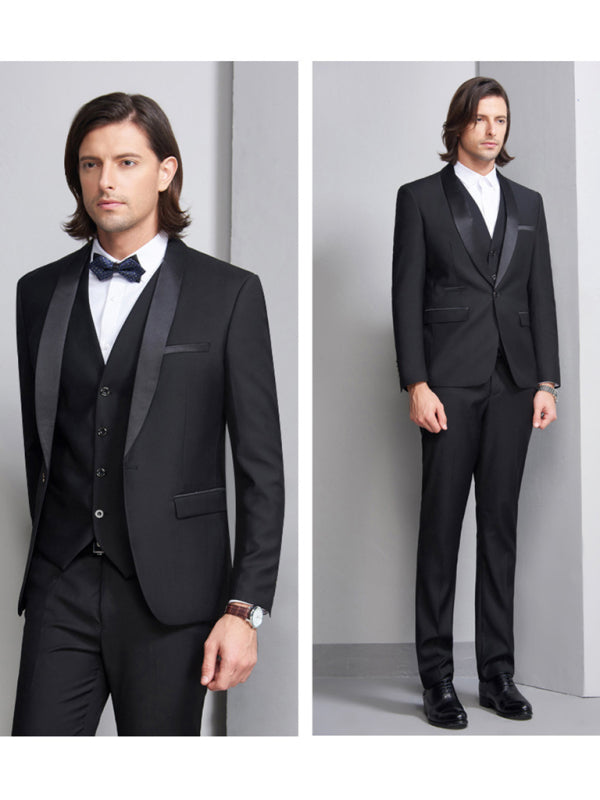 Men’s Elegant Lapel Collar Knit Business Suit