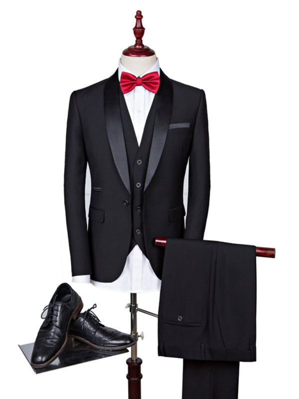 Men’s Elegant Lapel Collar Knit Business Suit