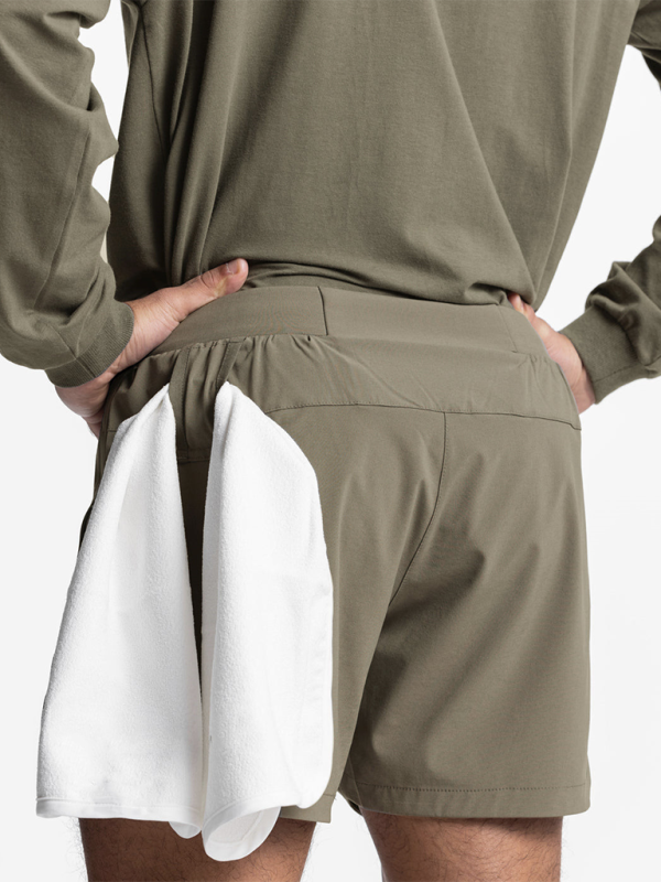 Men’s fake two-piece trousers multi-pocket running training sports shorts