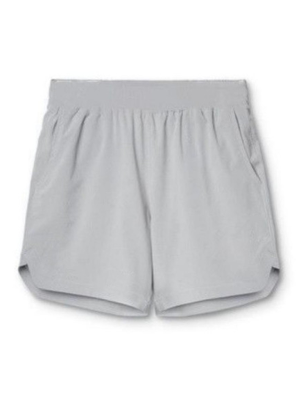 Men’s fake two-piece trousers multi-pocket running training sports shorts - Misty grey / M