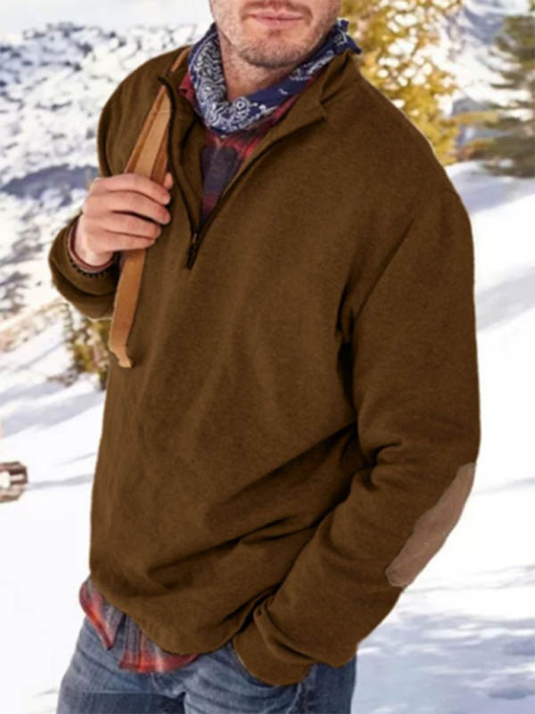 Men’s Fashion Casual Half Zipper Loose Pullover Sweatshirt - Coffee / S