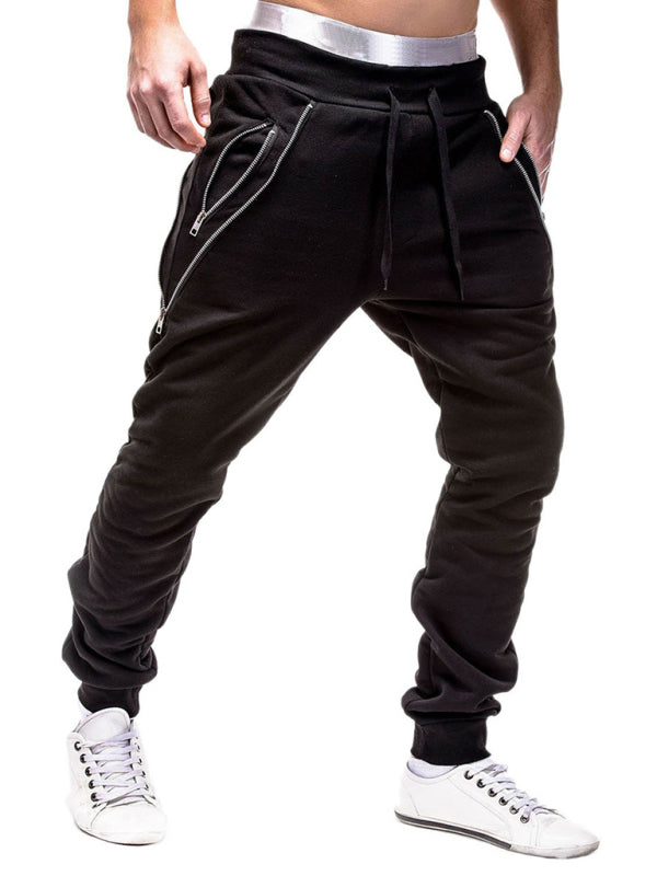 Men’s fashion casual personalized zipper trim trousers