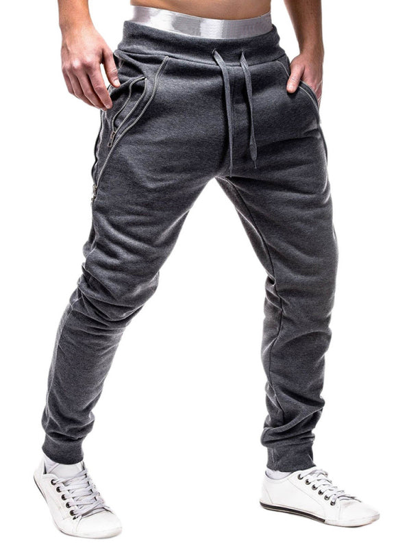 Men’s fashion casual personalized zipper trim trousers