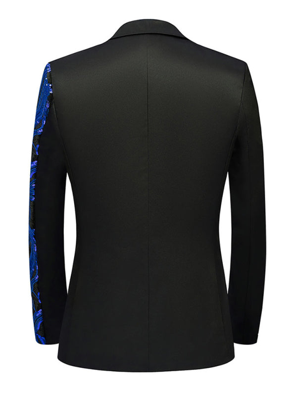 Men’s Fashion Floral Lapel Blazer - Blue / S