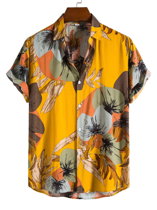 Men’s Fashion Trend Casual Cotton Printed Short Sleeve Shirt - Pattern2 / S