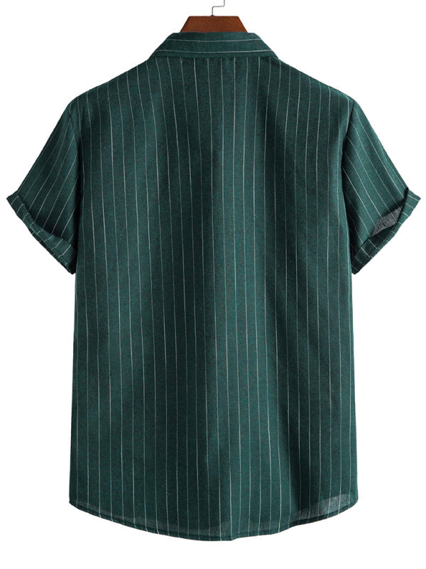 Men’s Fashion Trend Casual Striped Short Sleeve Shirt