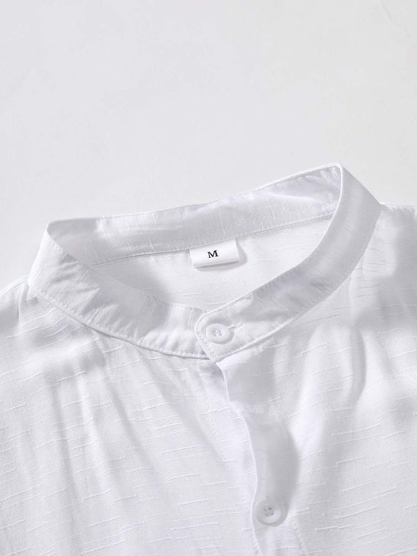 Men’s Fashion Trendy Casual Short Sleeve Stand Collar Shirt