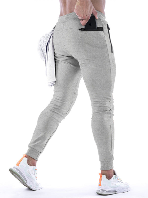 Men’s fitness sports back hanging towel feet training pants