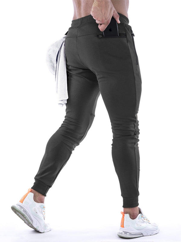 Men’s fitness sports back hanging towel feet training pants