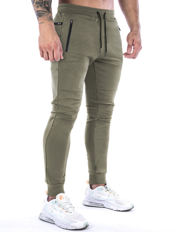 Men’s fitness sports back hanging towel feet training pants