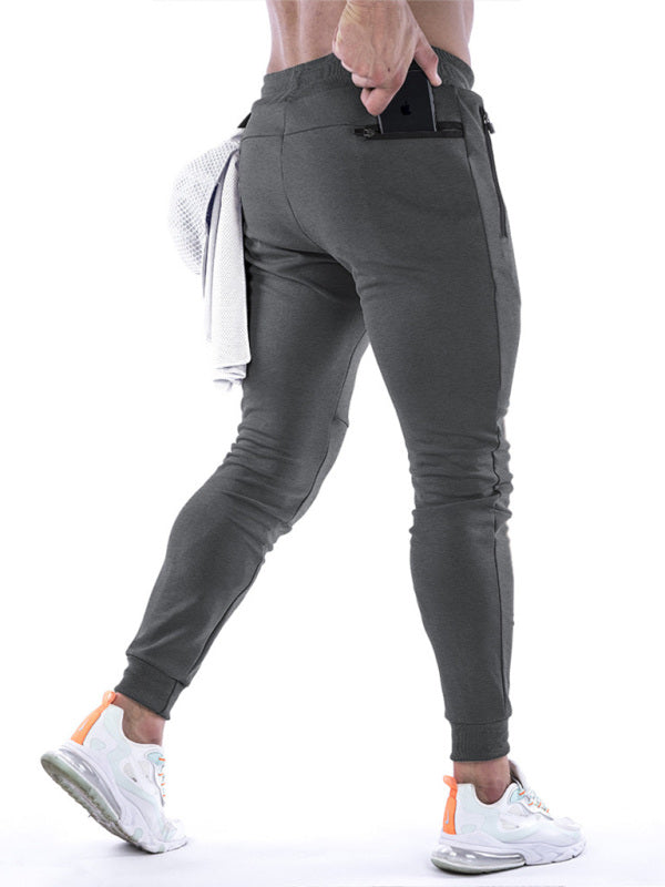 Men’s fitness sports back hanging towel feet training pants