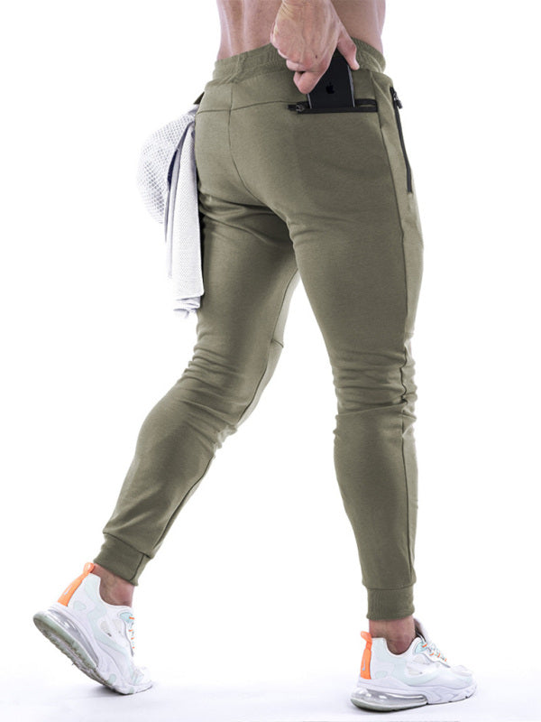 Men’s fitness sports back hanging towel feet training pants
