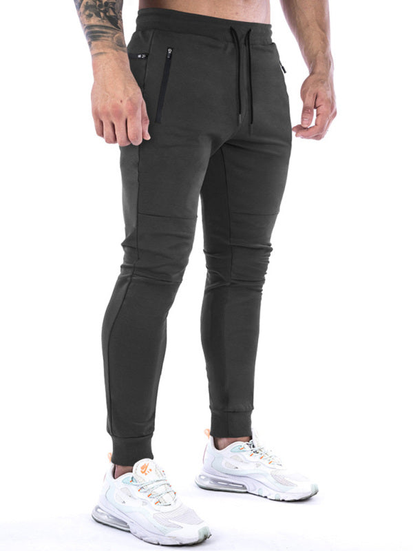 Men’s fitness sports back hanging towel feet training pants