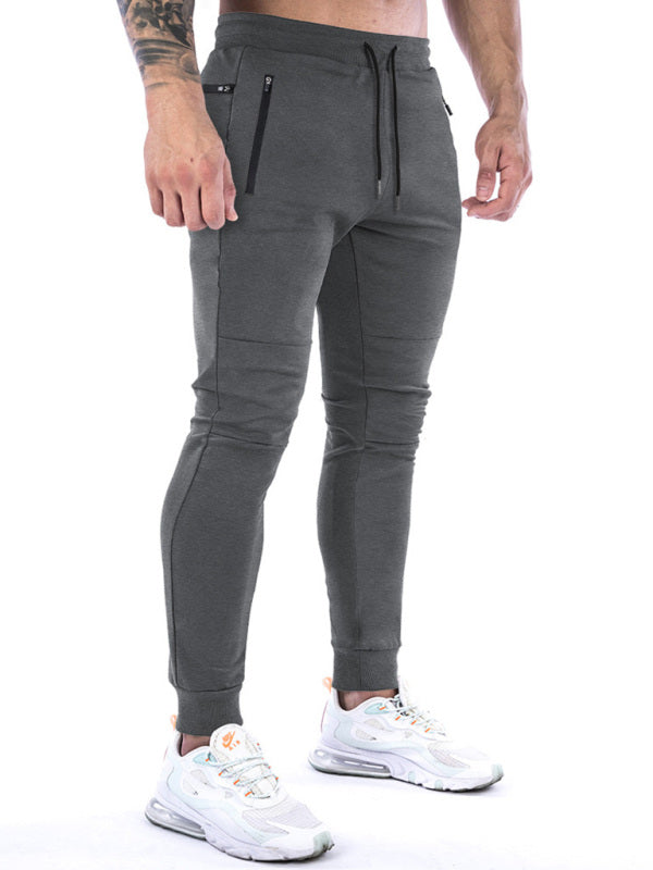Men’s fitness sports back hanging towel feet training pants