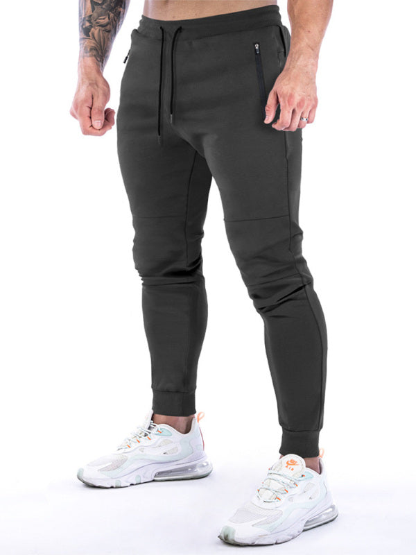 Men’s fitness sports back hanging towel feet training pants - Black / S