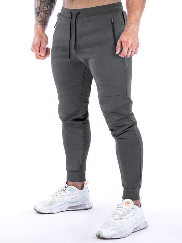 Men’s fitness sports back hanging towel feet training pants - Charcoal grey / S