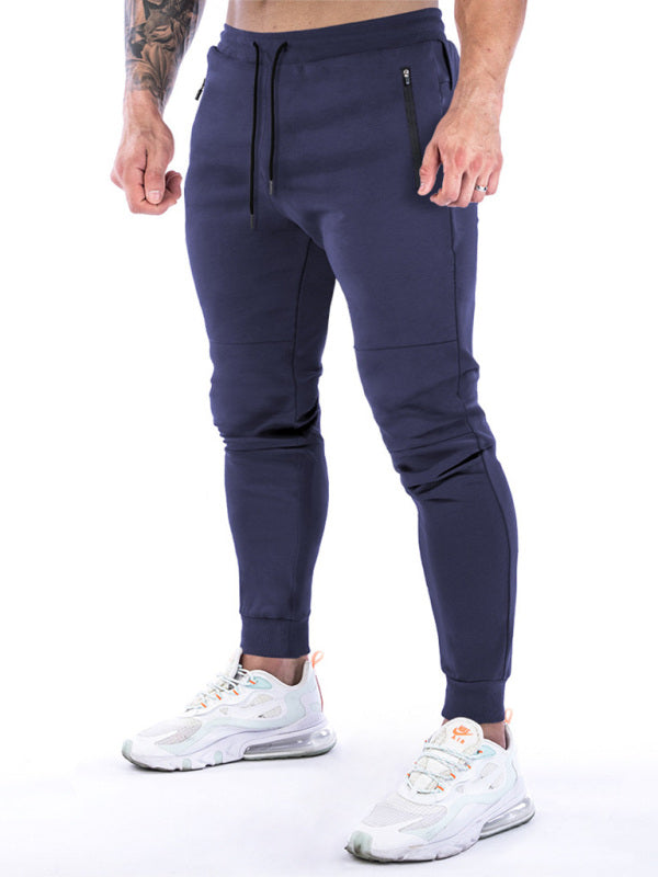 Men’s fitness sports back hanging towel feet training pants - Purplish blue navy / S
