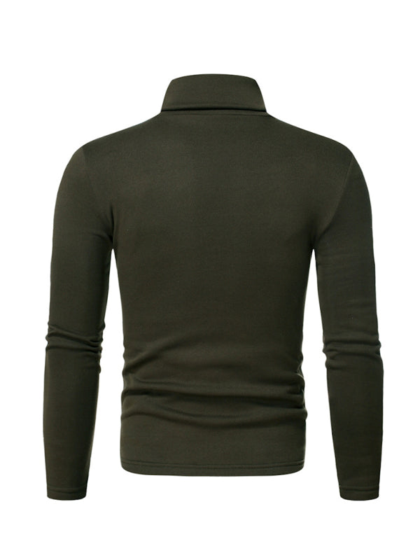 Men’s fleece pullover turtleneck knitted top - Green / S
