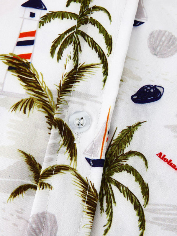 Men’s Floral Print Design Sleeve Beach Vacation Shirt