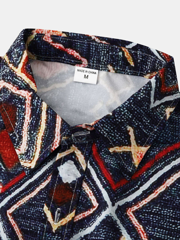 Men’s Floral Print Design Sleeve Beach Vacation Shirt