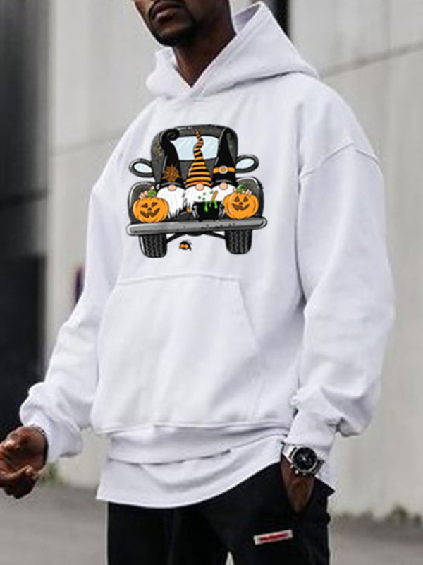 Men’s Halloween Gnome Pumpkin Hoodie - White / S
