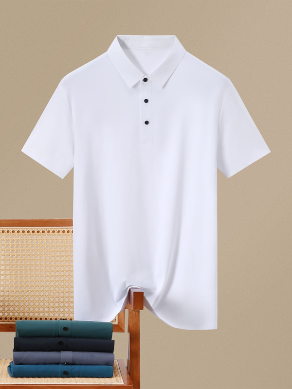 Men’s high elastic non-marking ice silk lapel short-sleeved quick-drying polo shirt