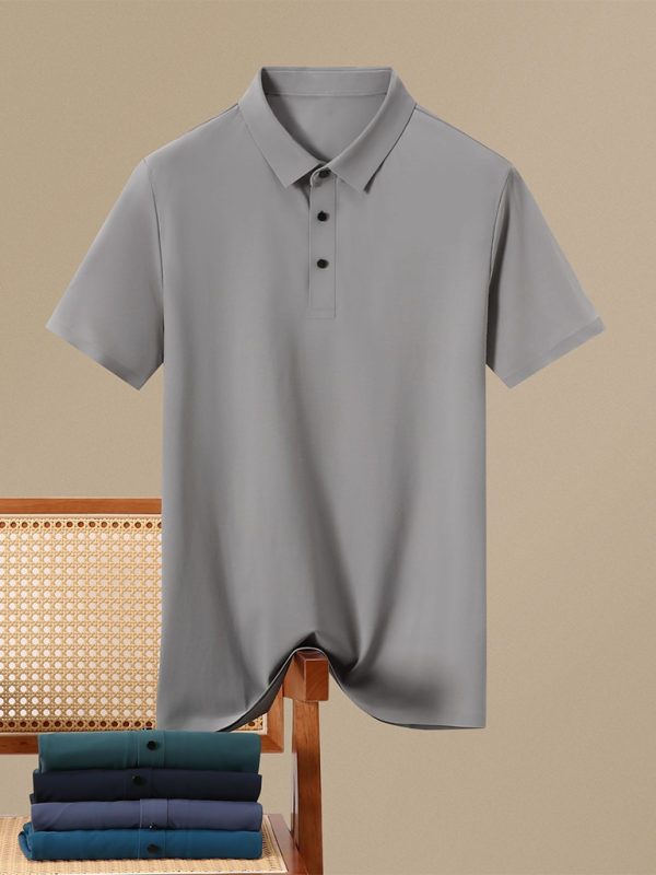 Men’s high elastic non-marking ice silk lapel short-sleeved quick-drying polo shirt
