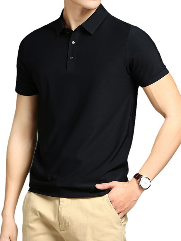 Men’s high elastic non-marking ice silk lapel short-sleeved quick-drying polo shirt