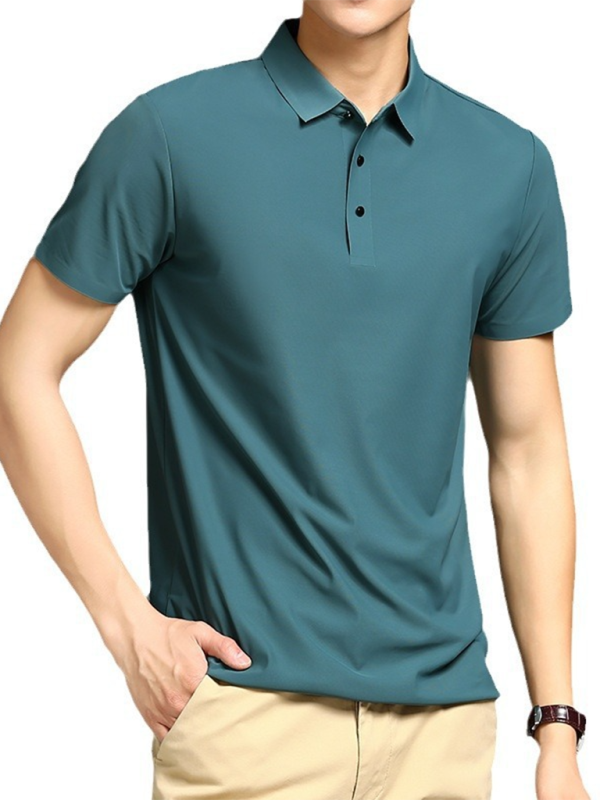 Men’s high elastic non-marking ice silk lapel short-sleeved quick-drying polo shirt - Jade green / XS