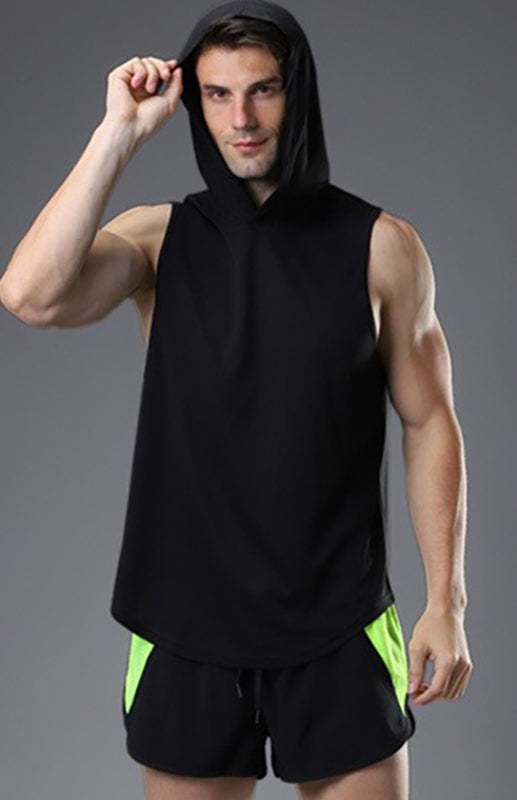 Men’s Hooded Woven Polyester Sports Vest - Black / M