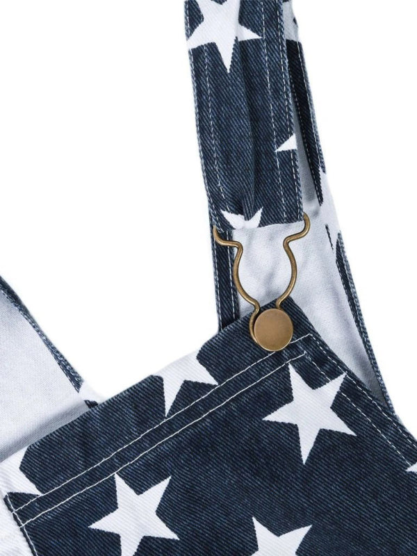 Men’s Independence Day Flag Print Couple Overalls