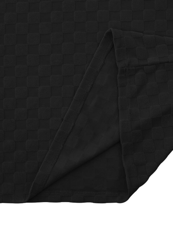 Men’s jacquard checkerboard spring and summer loose sports and leisure two-piece suit