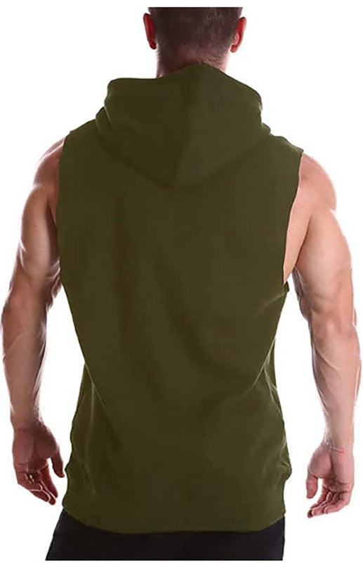 Men’s Knit Sleeveless Lace-Up Hoodie