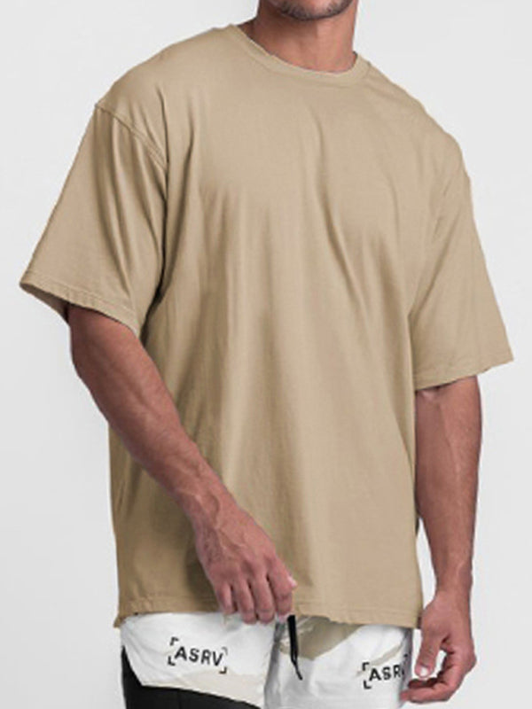 Men’s knitted casual sports round neck short-sleeved quick-drying T-shirt - Khaki / M