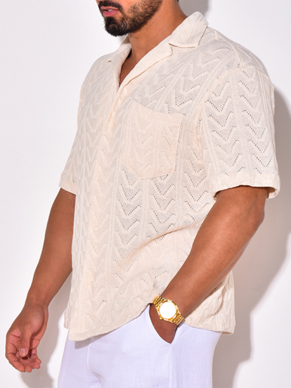 Men’s knitted short-sleeved loose T-shirt street casual tops