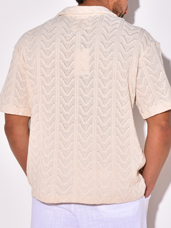 Men’s knitted short-sleeved loose T-shirt street casual tops