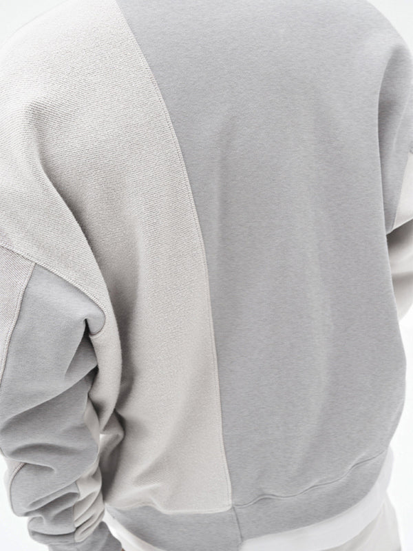 Men’s Knitted Stitching Solid Color Casual Crew Neck Sweatshirt